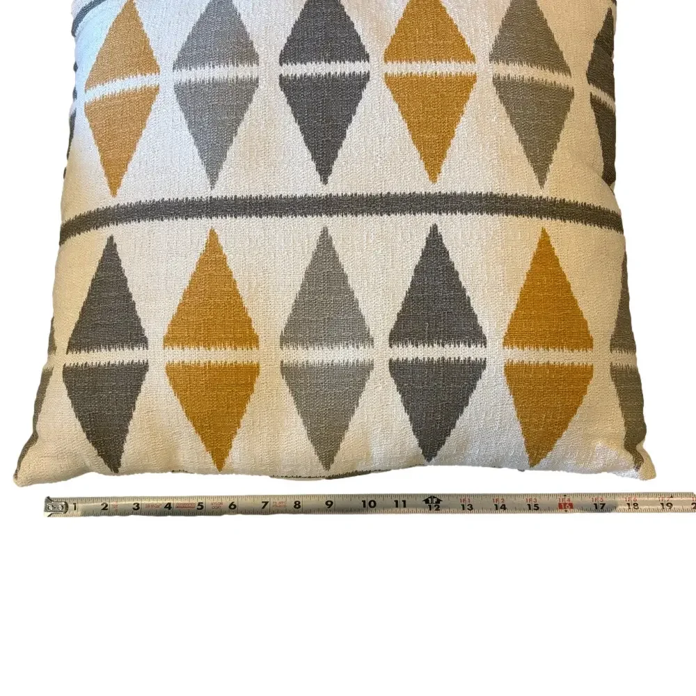 Geometric Yellow and Grey Throw Pillow and Throw Blanket Set
